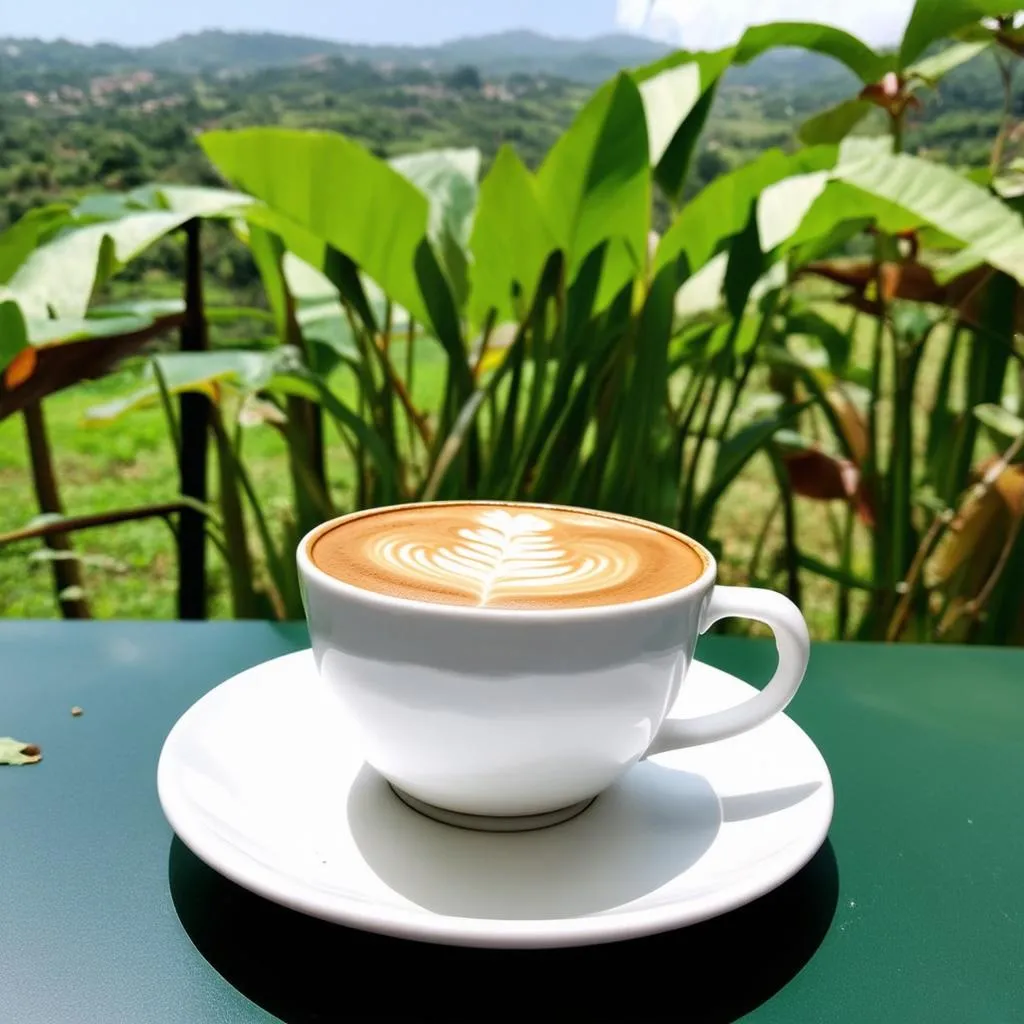 Steaming Cup of Coffee on a Table